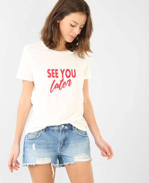 T-shirt à message blanc - Pimkie