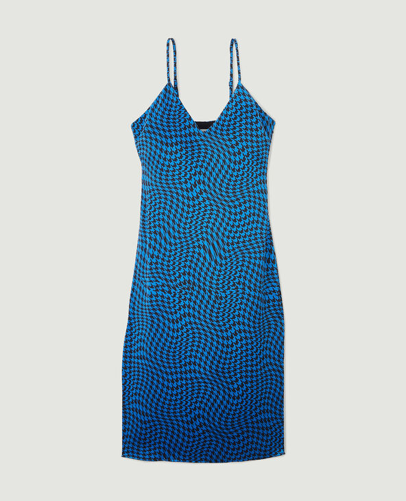 Robe midi tissu satiné bleu - Pimkie