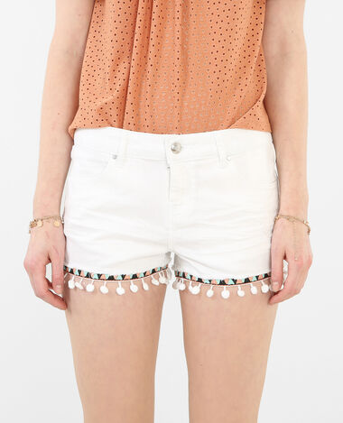 Short galon brodé à pompons blanc - Pimkie