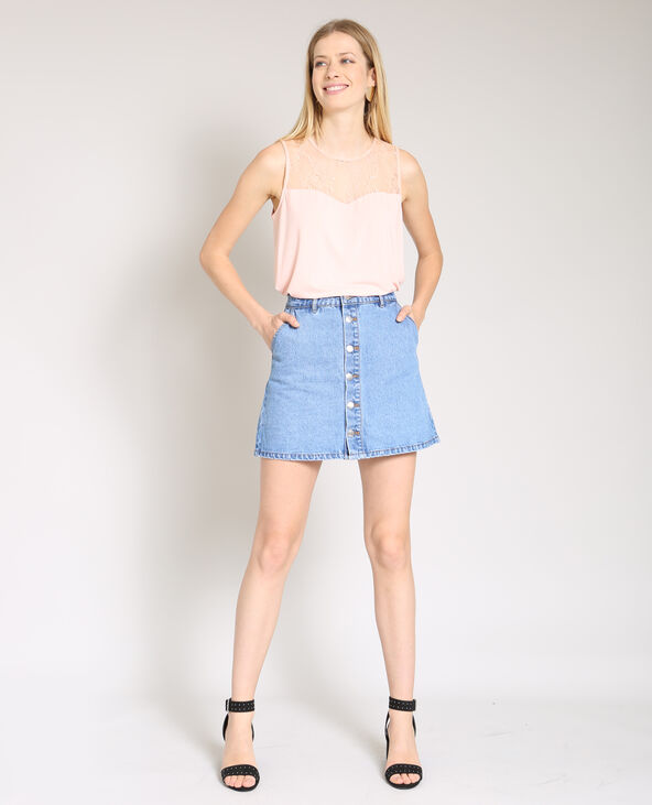 Top en dentelle rose clair - Pimkie