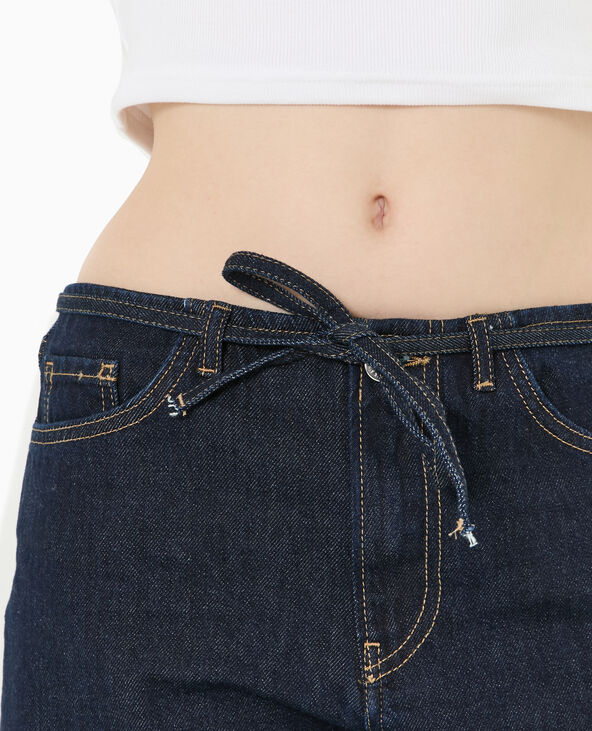 Jean wide taille haute avec ceinture à nouer bleu - Pimkie