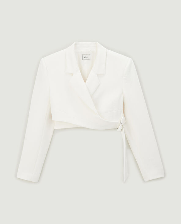 Blazer cropped avec ceinture blanc - Pimkie