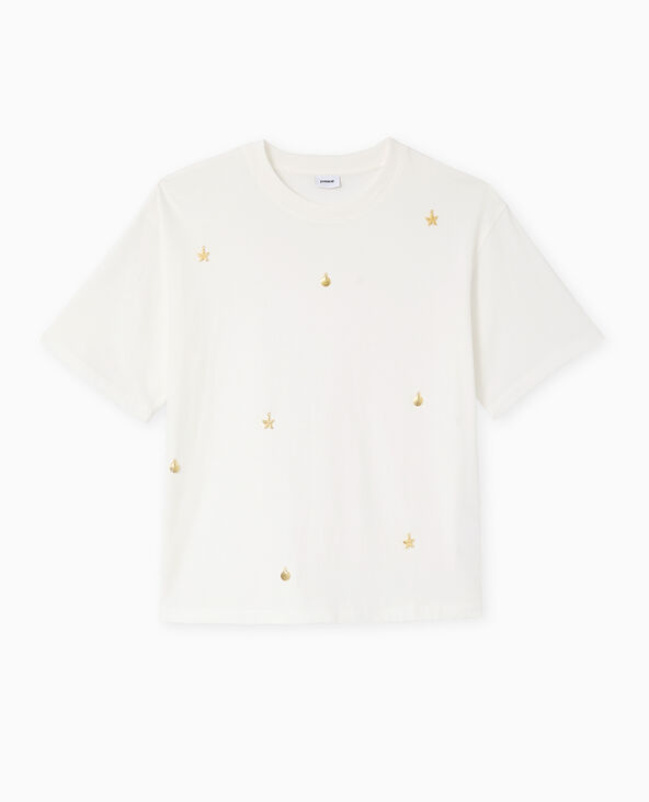T-shirt ample avec coquillages en métal blanc - Pimkie