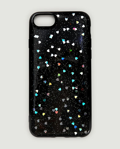 Coque iPhone "cœurs" noir - Pimkie