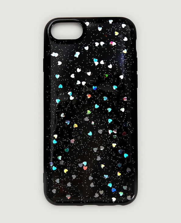 Coque iPhone "cœurs" noir - Pimkie