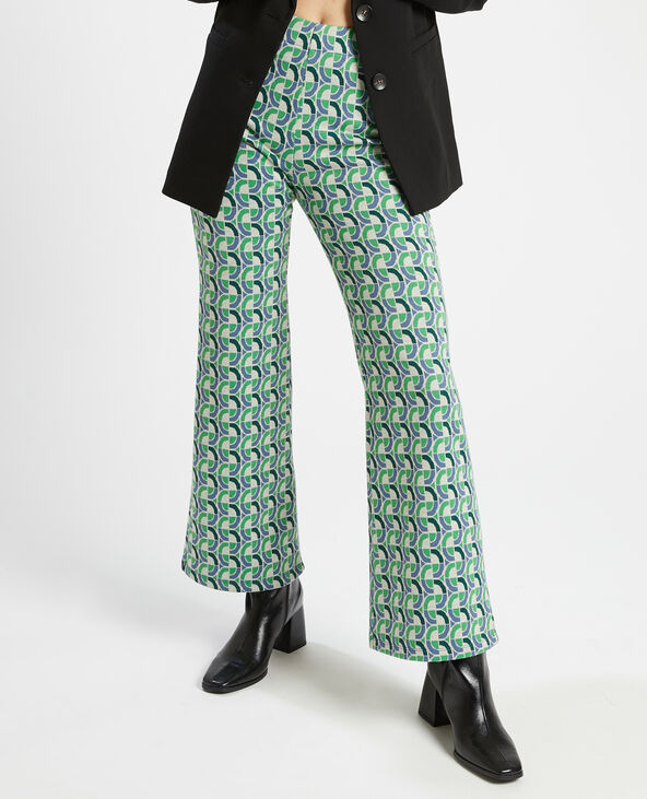 Pantalon flare en maille vert olive - Pimkie