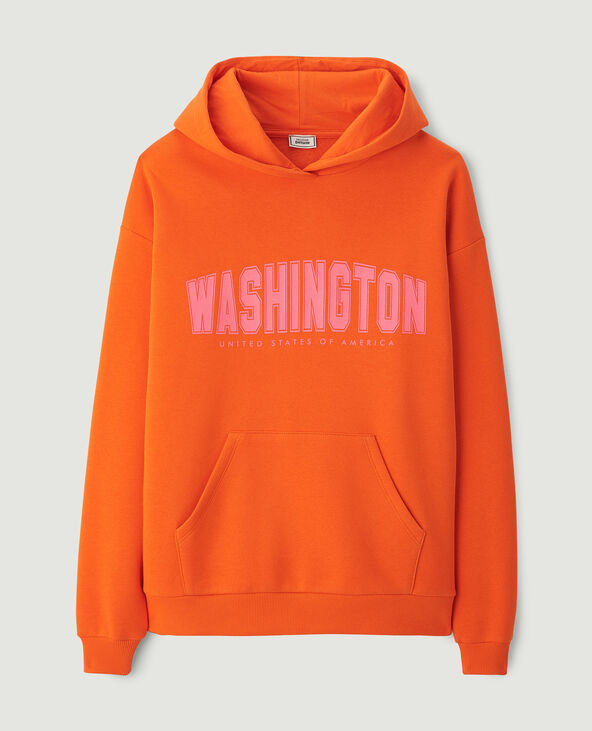 Sweat capuche avec flocage orange - Pimkie