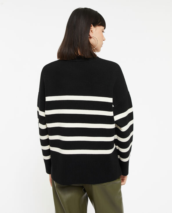 Pull rayé en maille épaisse noir - Pimkie