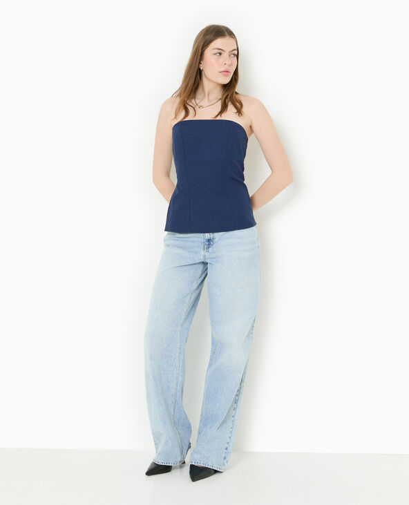 Top bustier avec fente côté bleu marine - Pimkie