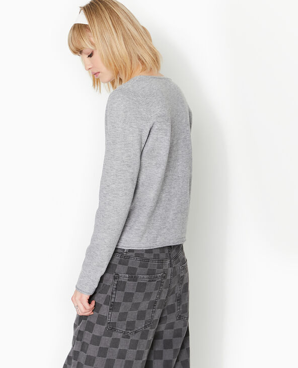 Gilet col V en maille fine gris chiné - Pimkie