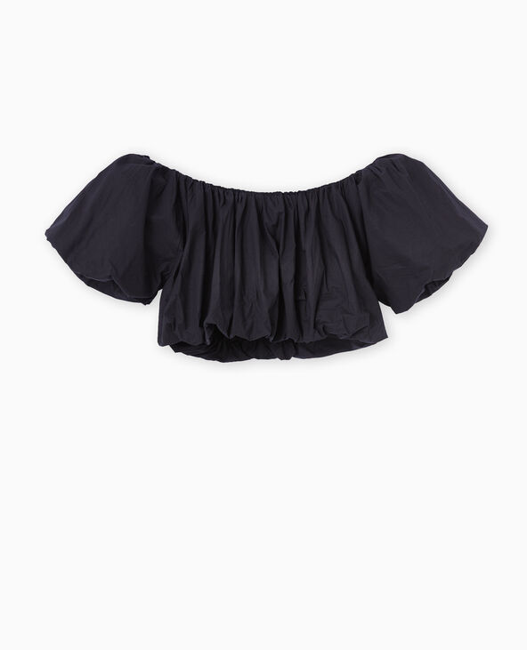 Top court avec encolure Bardot noir - Pimkie