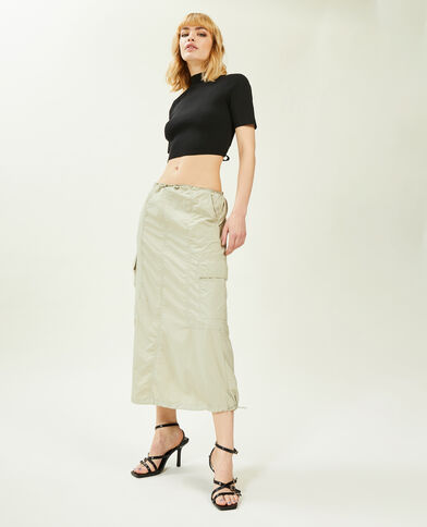 Jupe longue parachute vert de gris - Pimkie