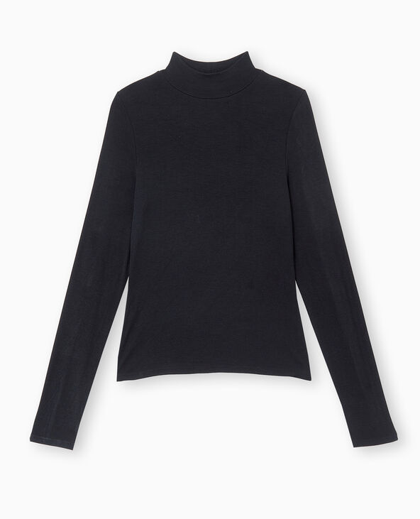 Top manches longues col montant noir - Pimkie
