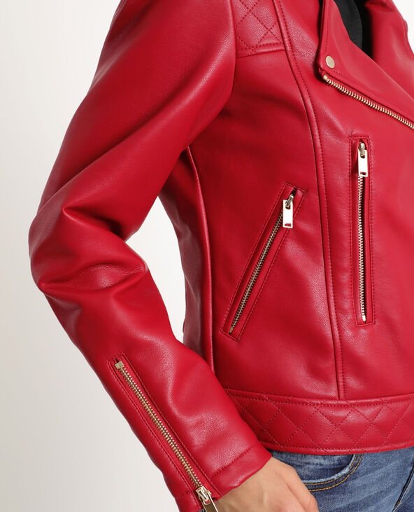 Veste biker en faux cuir rouge - Pimkie