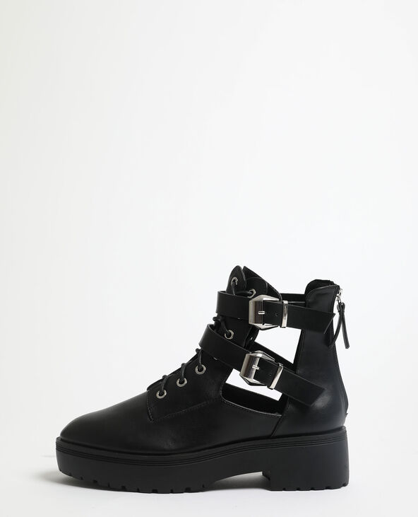 Boots motard en faux cuir noir - Pimkie