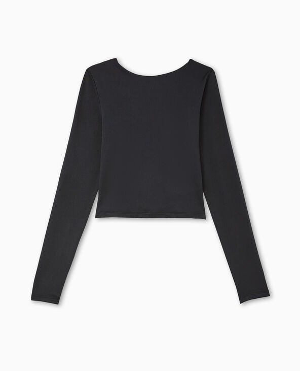 Top court manches longues avec dos ouvert noir - Pimkie