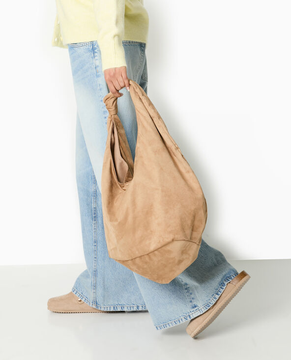 Grand sac XXL en suédine beige - Pimkie