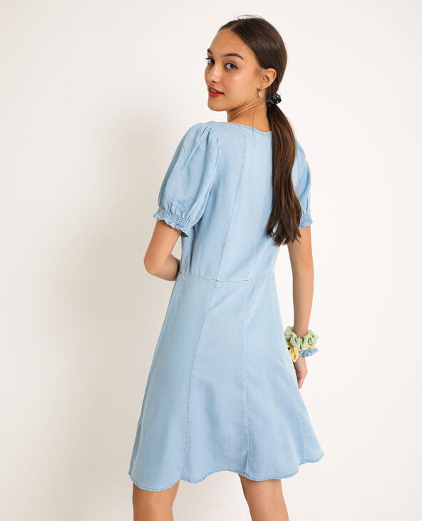 Robe fluide boutonnée bleu clair - Pimkie