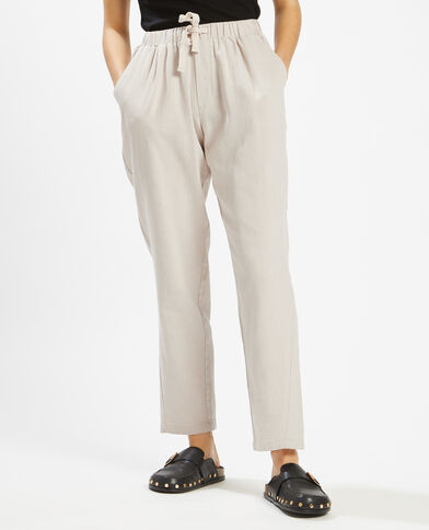 Pantalon taille élastiquée SMALL beige ficelle - Pimkie