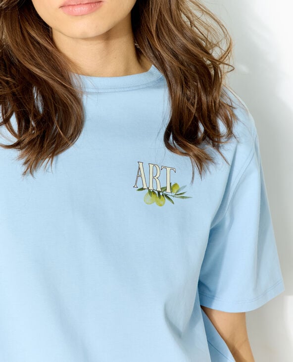 T-shirt oversize avec print poitrine et dos bleu - Pimkie