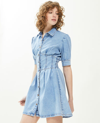 Robe boutonnée en jean bleu - Pimkie