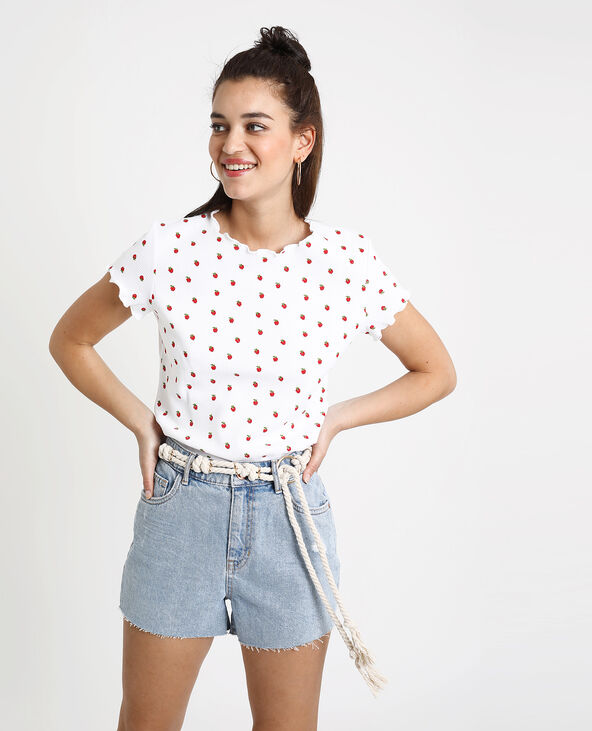 T-shirt à fraises blanc - Pimkie