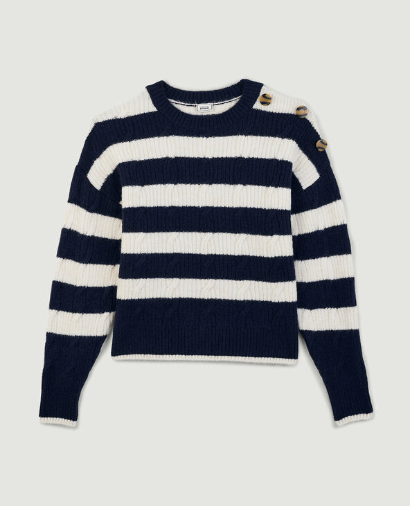 Pull marinière boutonné bleu marine - Pimkie