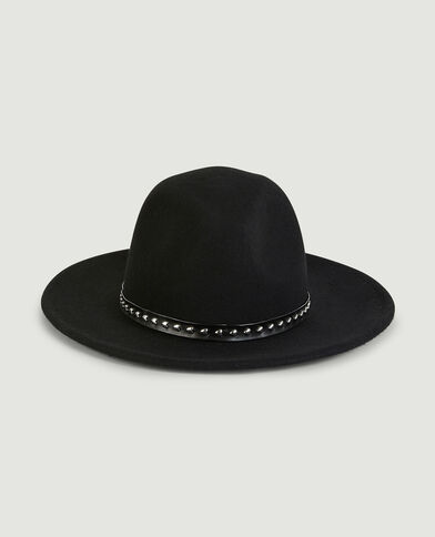 Chapeau en feutrine avec cœurs noir - Pimkie