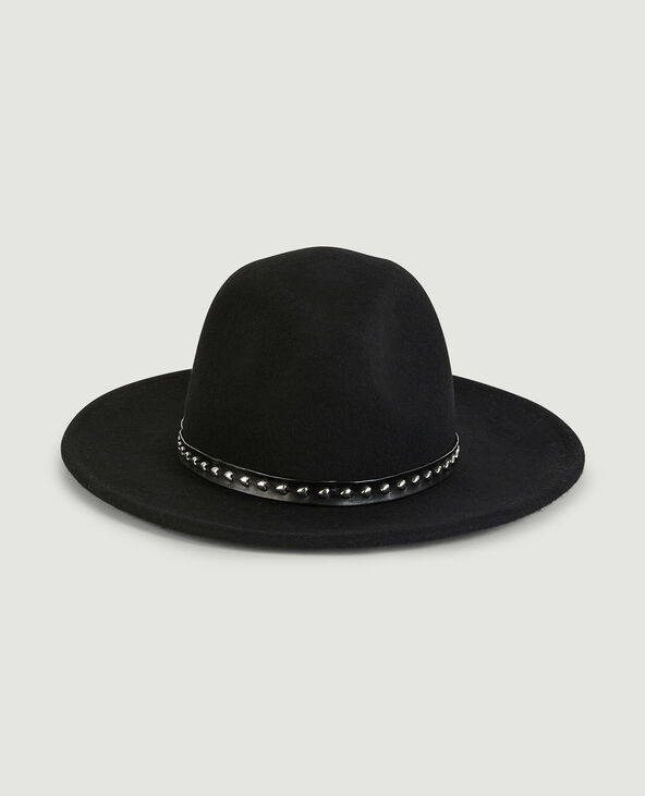Chapeau en feutrine avec cœurs noir - Pimkie