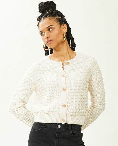 Gilet en maille reliéfée boutons marins blanc - Pimkie