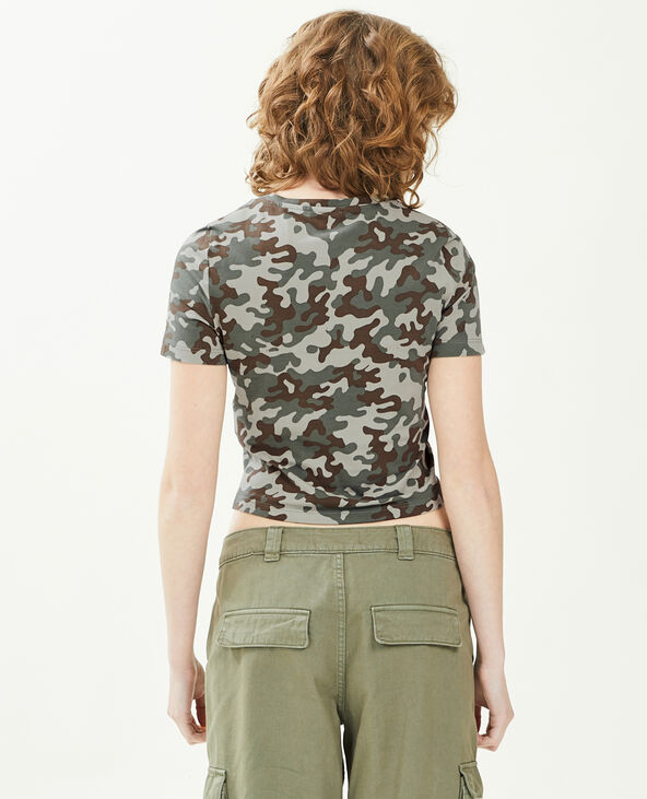 T-shirt cropped manches courtes camel - Pimkie