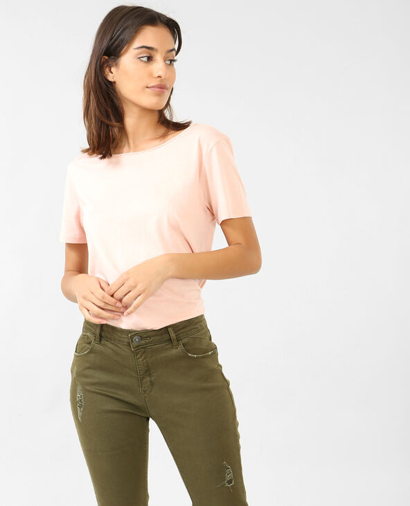 T-shirt col raw cut rose clair - Pimkie