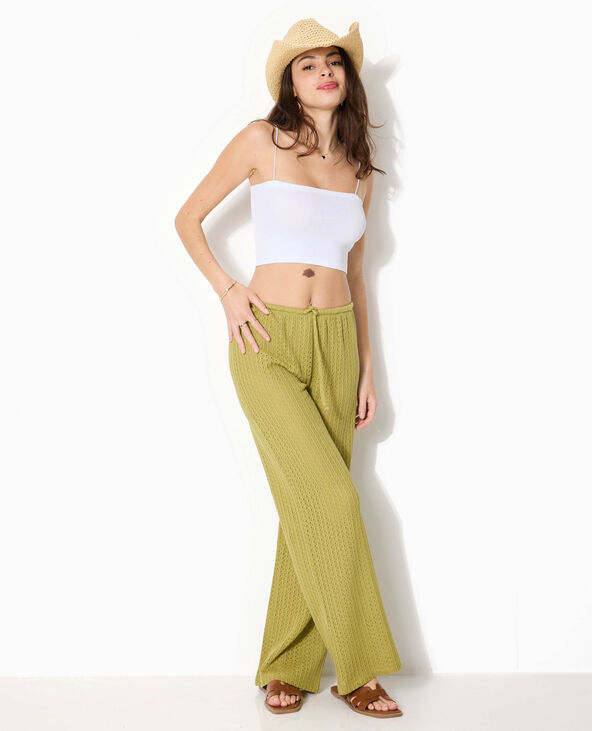 Pantalon ample en maille ajourée vert kaki - Pimkie