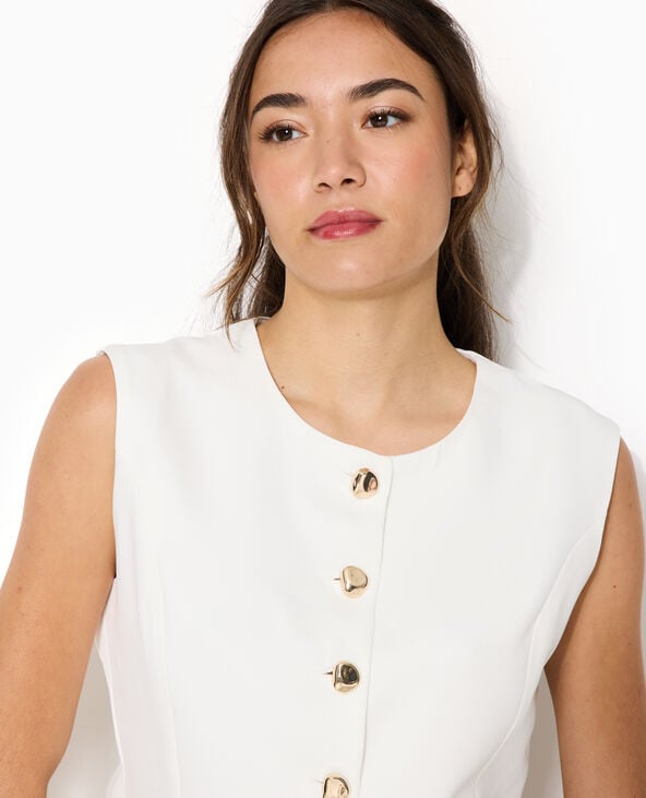 Veste sans manches peplum avec boutons fantaisie blanc - Pimkie