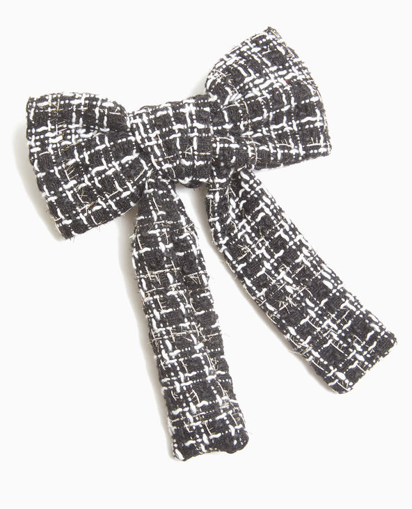 Barrette avec nœud en tweed noir - Pimkie