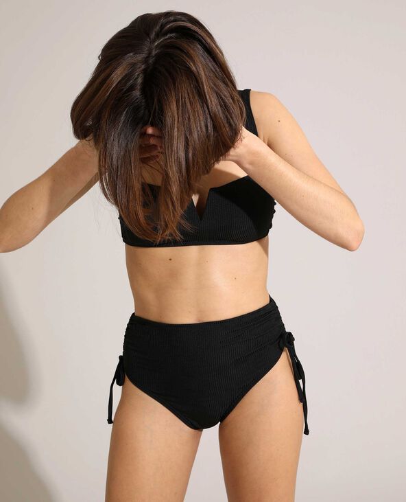 Bas de maillot de bain culotte côtelé noir - Pimkie