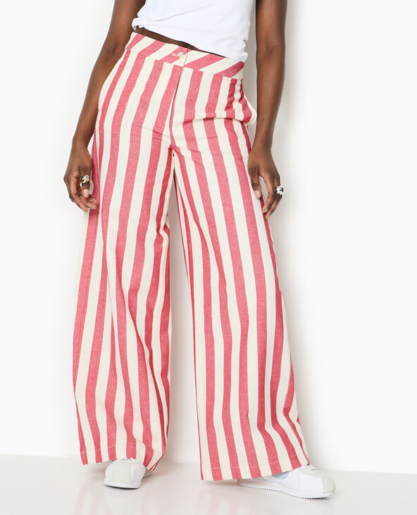 Pantalon droit avec larges rayures rouge - Pimkie