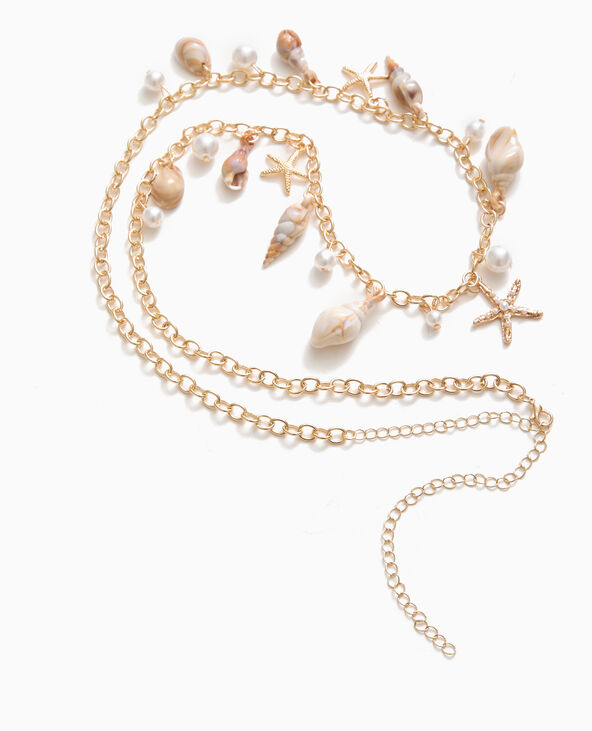 Ceinture chaîne avec perles et coquillages doré - Pimkie