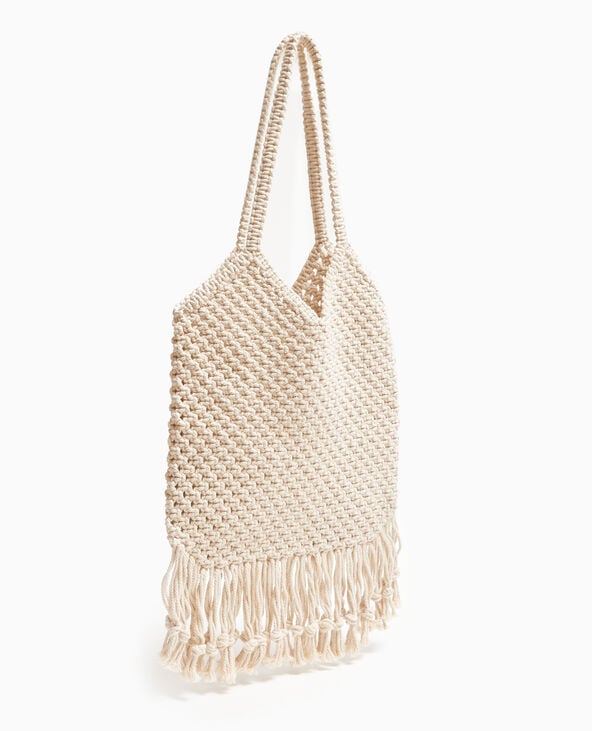 Sac en crochet avec franges blanc - Pimkie
