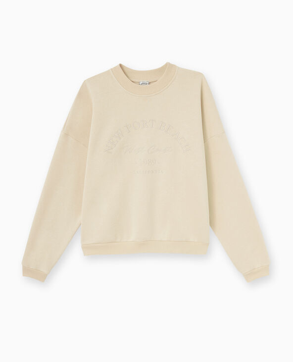 Sweat avec broderie beige - Pimkie