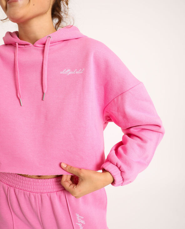 Sweat cropped à capuche rose clair - Pimkie