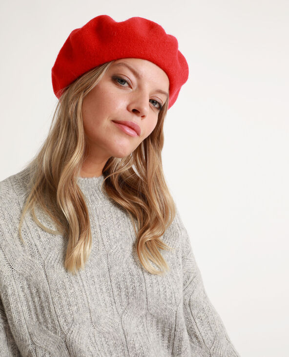 Béret en laine bordeaux - Pimkie