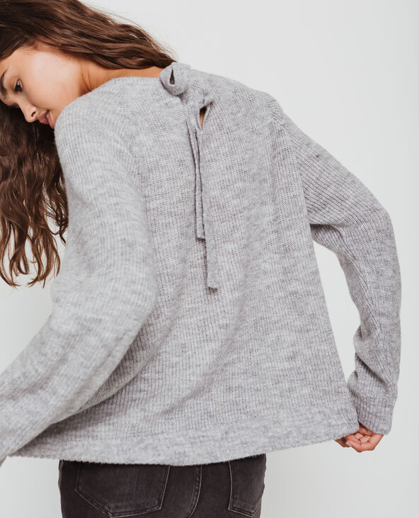 Pull à nœud gris chiné - Pimkie
