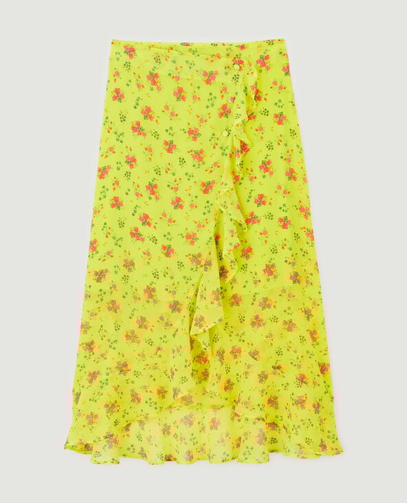 Jupe portefeuille avec volants jaune - Pimkie