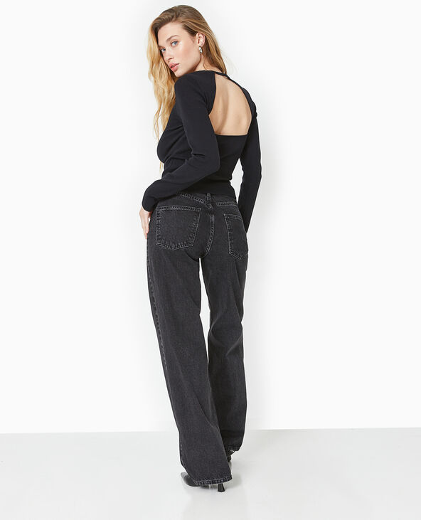 Jean droit avec strass noirs noir - Pimkie