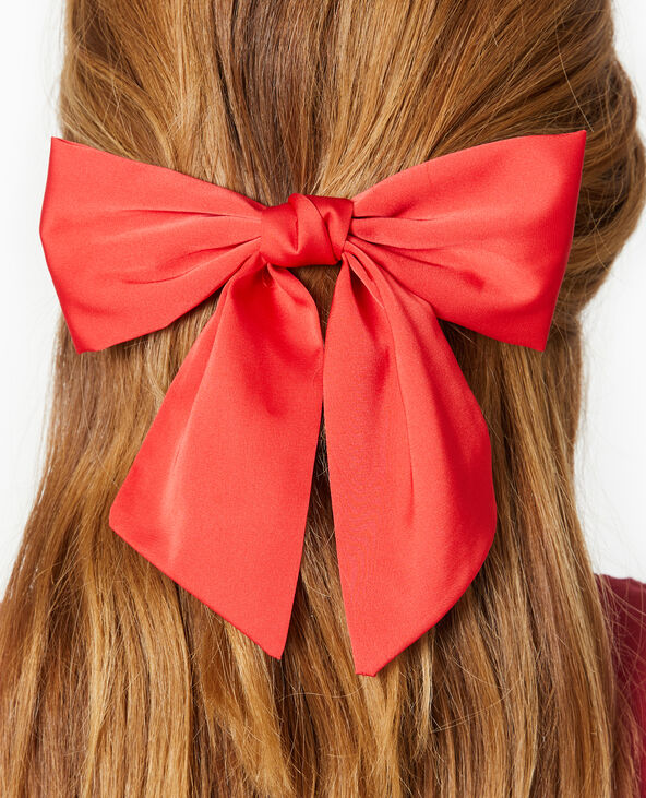 Barrette avec nœud satiné rouge - Pimkie