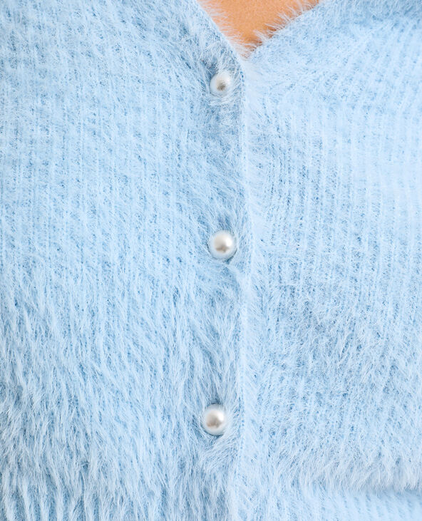 Gilet fluffy à col V bleu - Pimkie