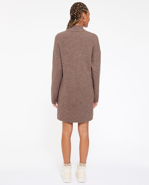 Robe courte en maille avec col montant taupe - Pimkie