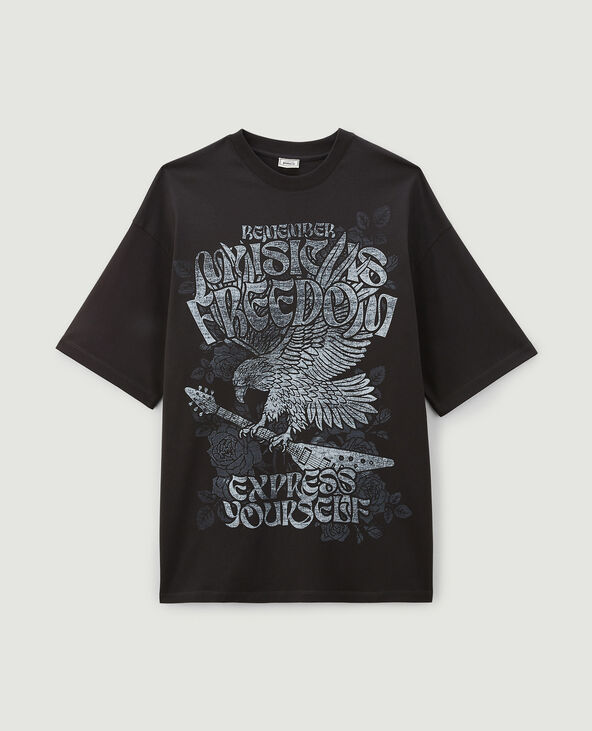 T-shirt oversize avec print noir - Pimkie