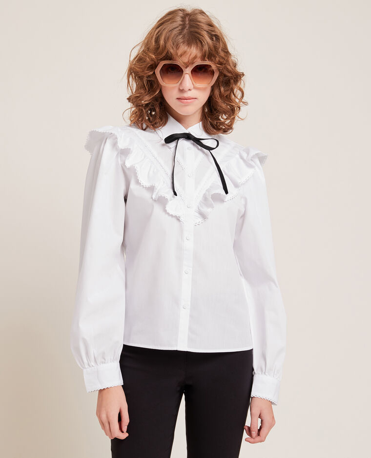 Chemise à volants brodés blanc - Pimkie